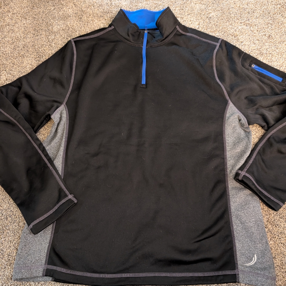 Exertek Men's Black & Gray Performance Pullover with Blue Accents Size Medium